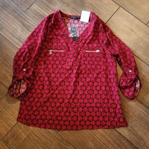 Adrienne Vittadini blouse Top silky SZ L new with tag